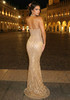 Halter Sequin Maxi Dress Gold