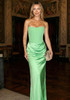 Strapless Corset Draped Maxi Dress Green