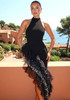 Sequin Ruffle Maxi Dress Black