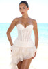 Strapless Lace Corset Ruffle Dress Ivory