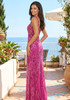 Crystal Floral Strap Sequin Maxi Dress Hot Pink