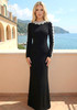 Long Sleeve Crystal Mesh Maxi Dress Black