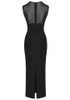 Sleeveless Mesh Insert Maxi Dress Black