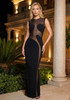 Sleeveless Mesh Insert Maxi Dress Black