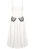 Butterfly Detail A Line Midi Dress White