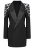 Embellished Shoulder Blazer Dress Black