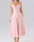 Bustier Corset A Line Midi Dress Pink