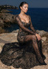 Long Sleeve Crystal Lace Maxi Dress Black