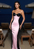 Strapless Sequin Bustier Maxi Dress Pink Black