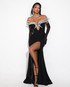 Pearl Detail Bardot Maxi Dress Black