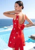 Crystal Bow Detail Backless A Line Dress Red