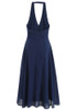 Halter A Line Midi Dress Navy Blue