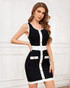 Button Detail Dress Black White