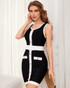 Button Detail Dress Black White