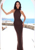 Braided Mesh Insert Maxi Dress Brown