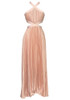 Halter Pleated Maxi Dress Peach Pink