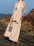 Halter Pleated Maxi Dress Peach Pink