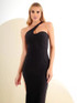 One Shoulder Crystal Detail Midi Dress Black