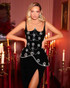 Crystal Flower Embellished Maxi Dress Black