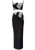 Crystal Corset Two Piece Maxi Dress Black