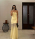 Strapless Mermaid Mesh Maxi Dress Yellow