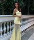 Strapless Mermaid Mesh Maxi Dress Yellow