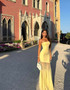 Strapless Mermaid Mesh Maxi Dress Yellow