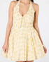 Halter Floral Skater Dress Yellow