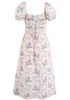 Short Sleeve Floral Corset A Line Midi Dress Pink