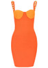 Bustier Detail Embellished Straps Dress Orange