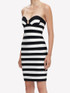 Strapless Striped Bustier Dress Black White