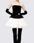 Strapless Corset Floral A Line Velvet Dress Black White