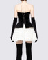 Strapless Corset Floral A Line Velvet Dress Black White