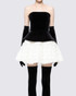 Strapless Corset Floral A Line Velvet Dress Black White