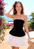 Strapless Corset Floral A Line Velvet Dress Black White