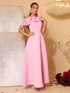 Floral Bardot A Line Maxi Dress Pink