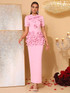Short Sleeve Floral Detail Maxi Dress Pink