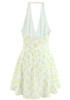 Halter Floral A Line Dress Yellow