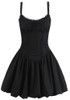Crochet Trim Corset Puff Dress Black
