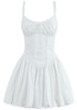 Crochet Trim Corset Puff Dress White
