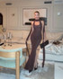 Halter Sparkly Maxi Dress Brown