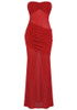 Strapless Draped Detail Maxi Dress Red
