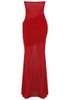 Strapless Draped Detail Maxi Dress Red