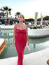 Strapless Draped Detail Maxi Dress Red