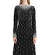 Long Sleeve Crystal Pearl Sequin Maxi Dress Black