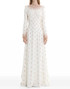 Long Sleeve Crystal Pearl Sequin Maxi Dress White
