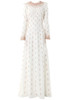 Long Sleeve Crystal Pearl Sequin Maxi Dress White