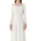 Long Sleeve Crystal Pearl Sequin Maxi Dress White