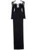 Long Sleeve Embellished Shoulders Maxi Dress Black
