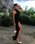 Draped Detail Maxi Dress Black